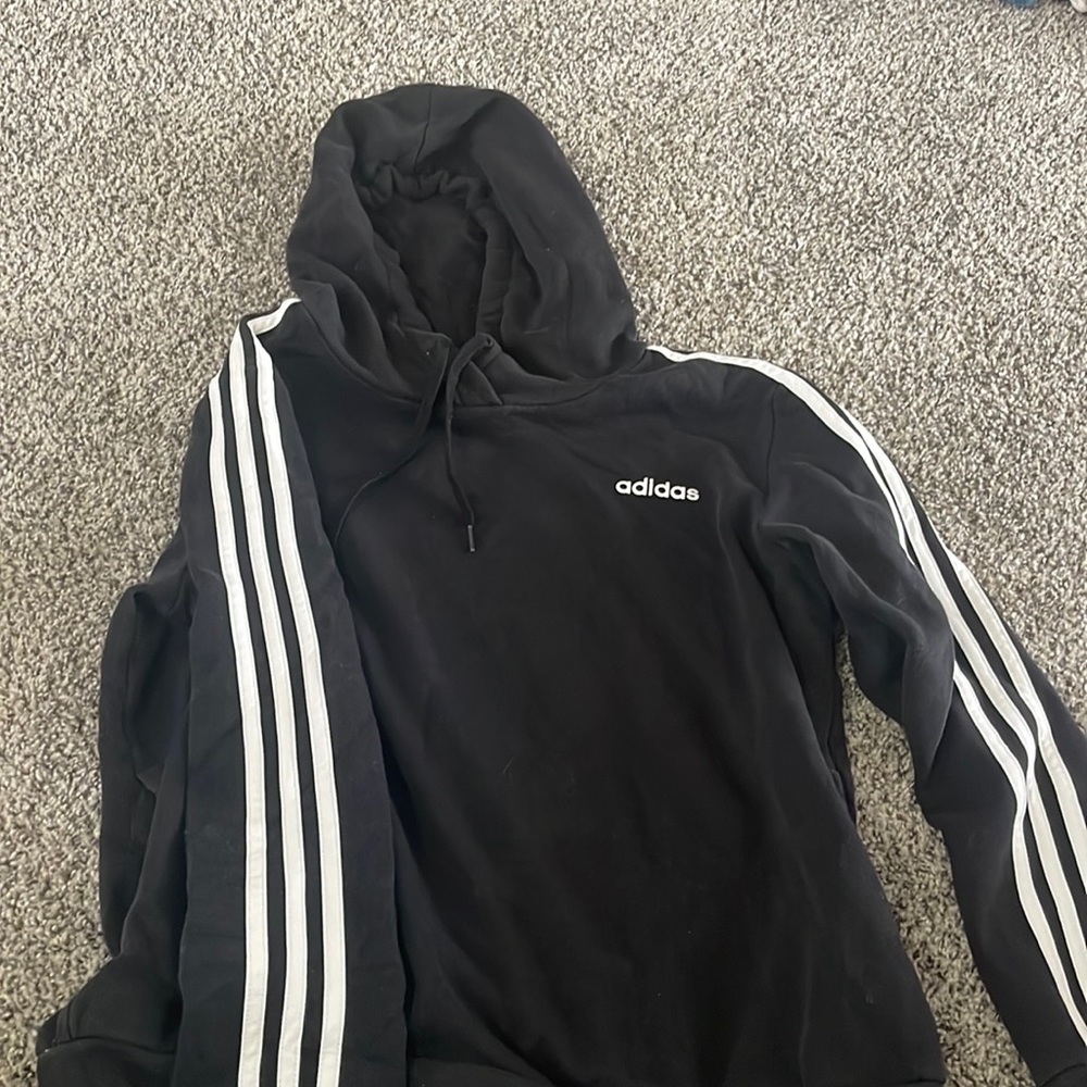 Classic Adidas Black Striped Hoddie